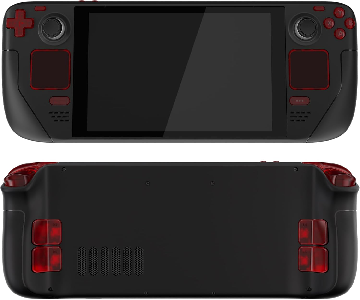 Extremerate Clear Red Replacement Full Set Buttons for Steam Deck, DIY Custom ABXY D-Pad Trackpad Bumpers Triggers Buttons Screwdriver Tools for Steam Deck LCD Handheld Console - Console NOT Included image number 4