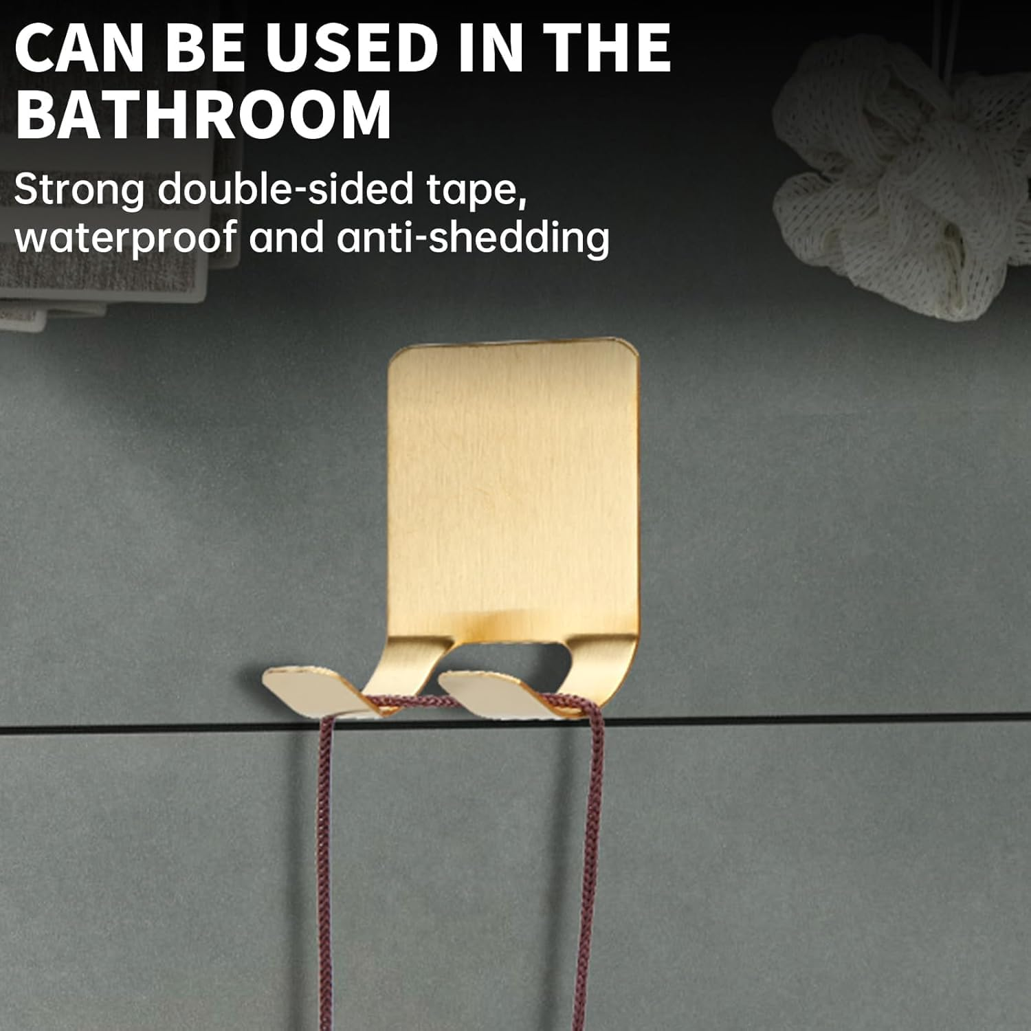 4 Pack Self Adhesive Hooks Waterproof Razor Holder in inside Shower, Metal Heavy Duty Utility Storage Hook.Towel. Loofah Holder for Wall.Hanger Hooks for Bathroom or Kitchen Organisation image number 1