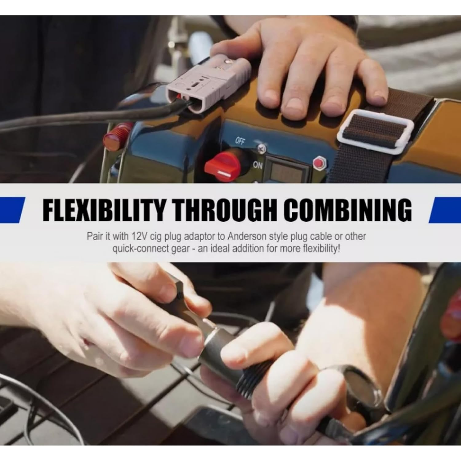 KUGONTC 600V 12V Cigarette Female Socket to Anderson Cable 30CM, 12AWG Y Aapeter Conncter Cable Cig Extension Wiring Kit with 50A Anderson Style Connector, for In-Car Small Appliances image number 4