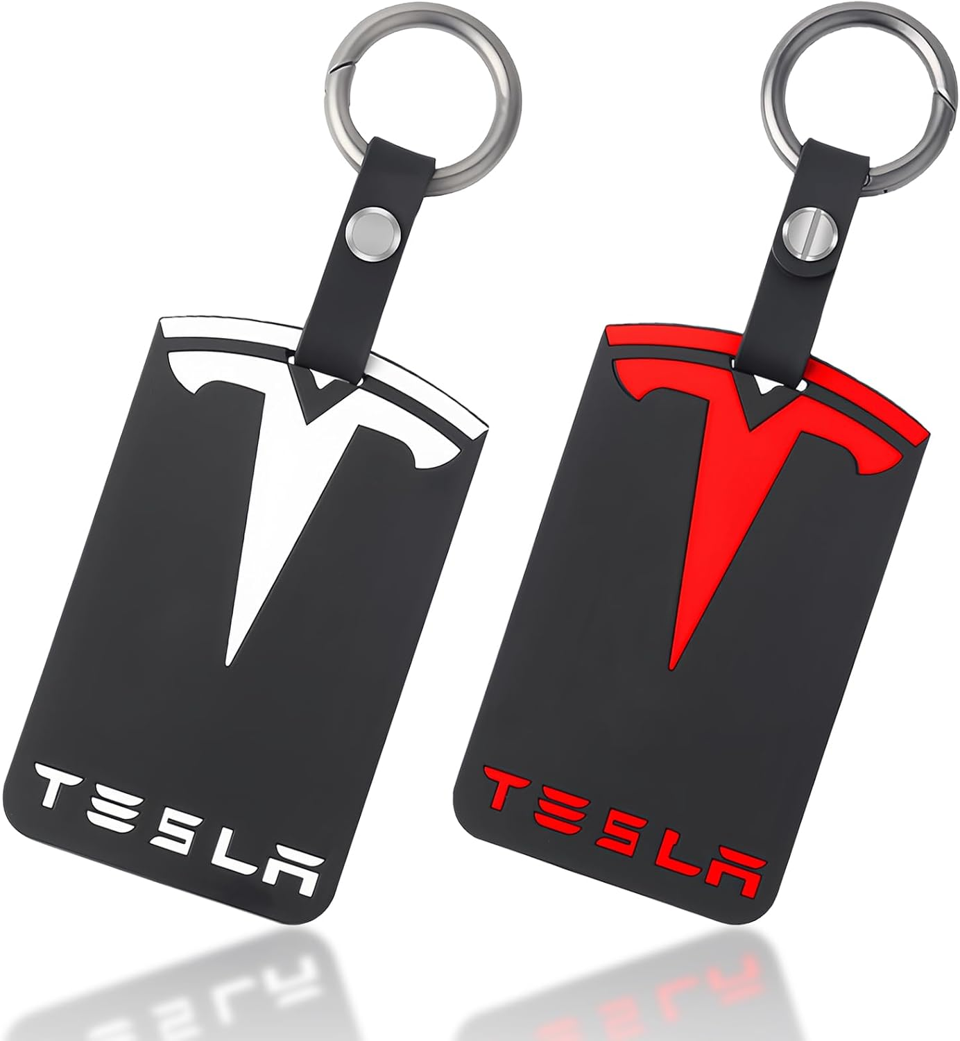 SPORWAY Key Chain for Tesla: Card Case for Tesla Model 3 Model Y, Anti-Fall Wear-Resistant Silicone Key Fob Protector, Black Tesla Card Case for Model 3 Model Y Button Accessories, Black, One Size image number 2