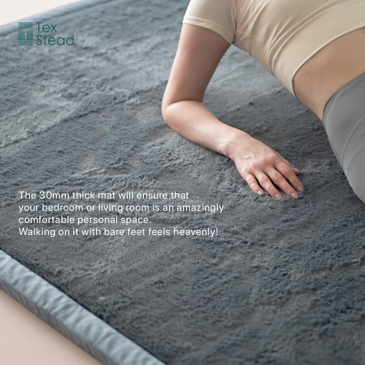 TEXSTEAD Area Rugs for Living Room 100X150Cm Floor Carpet Machine Washable, Non-Slip Velvet Carpet Rug for Indoor Bedroom Lounge Room Dark Gray image number 2