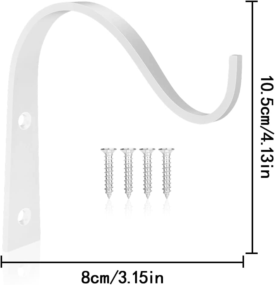 Iron Wall Hooks, 2 PCS Heavy Duty Metal Plant Hanging Basket Bracket for Hanging Lantern, Bird Feeders, Wind Chimes (White) image number 5