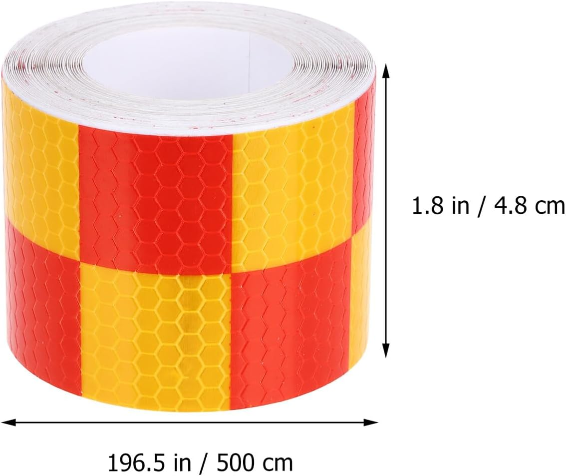 Mipcase High Visibility Reflective Tape Red Yellow Checkered Safety Warning Adhesive Tape for Trucks Cars Road Signs Helmets and Outdoor Use