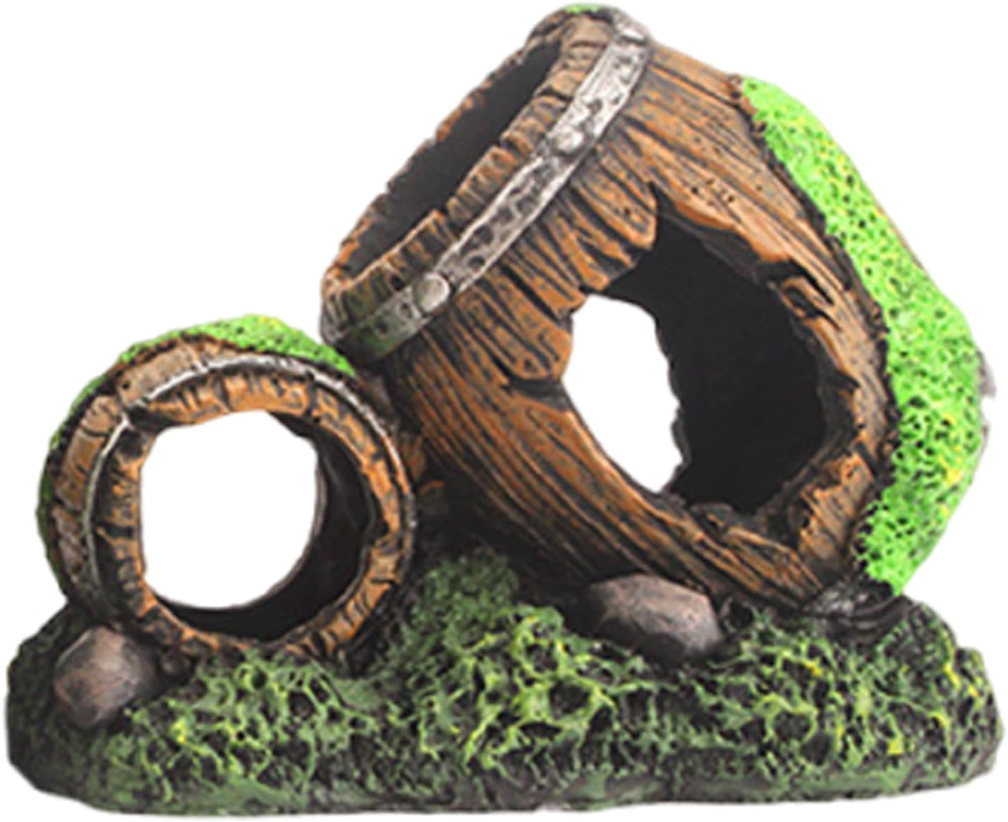 Fish Tank Cave | Hollow Wine Barrel Habitat Decorations - Shrimp Cave | for Pet Store Workplace Saltwater Display Home Freshwater Terrarium image number 4