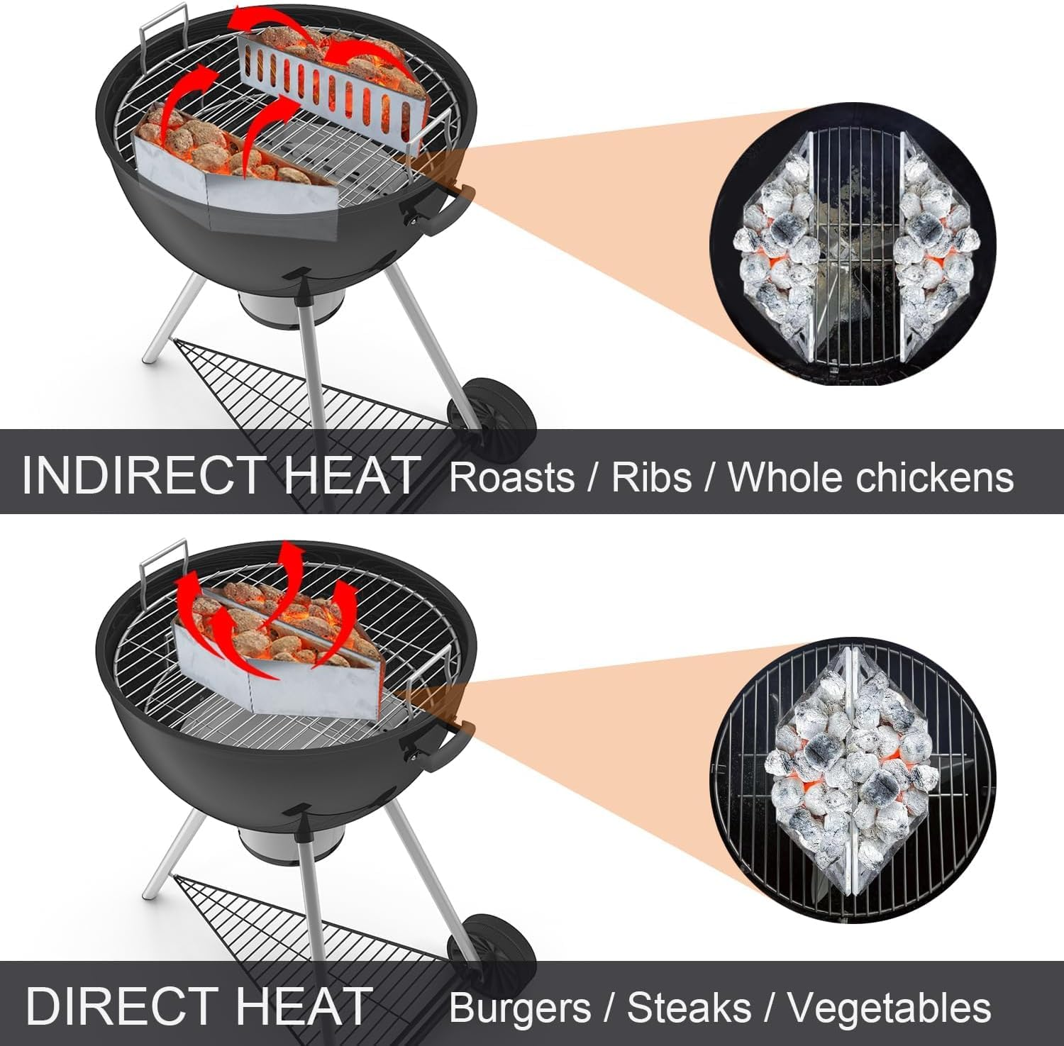 2 Pcs Charcoal Basket, Stainless Steel 0.8Mm Thick Charcoal Rack, Charcoal Tray, Charcoal Tray for Grilling,Suitable for Charcoal Balls and Wood Chips,Fits Most Barbecues and Most Kettle Grill image number 3