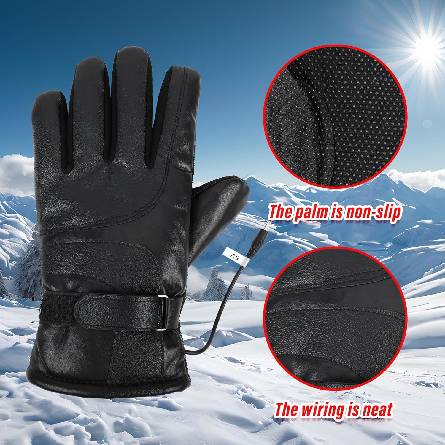 Fiohiros USB Heated Gloves for Men and Women Adjustable Temperature with Smart Heat Control Warm and Breathable Winter Gloves for Outdoor Cycling Skiing Commuting and Office Use image number 4