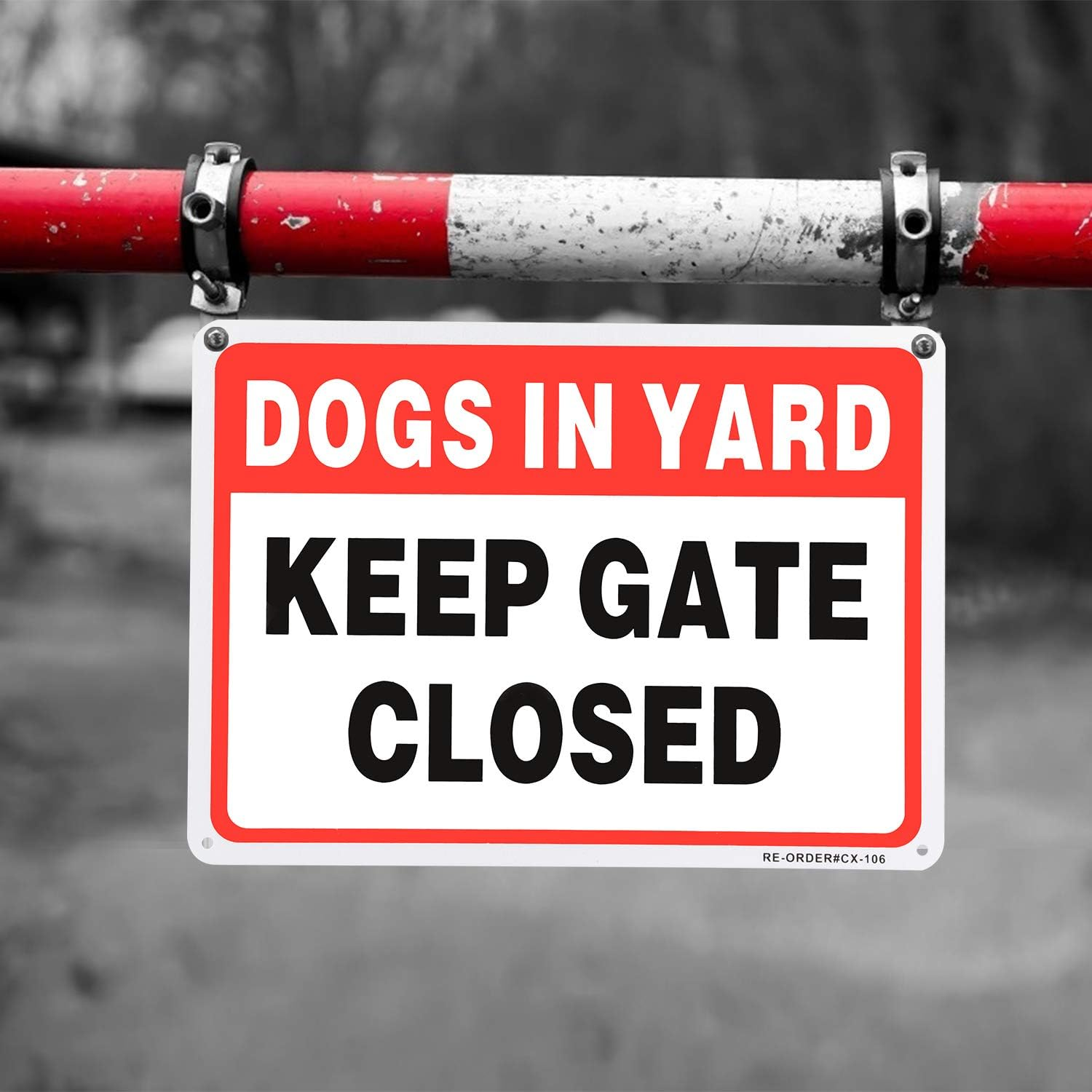 MUXYH Keep Gate Closed, Dogs in Yard Sign 2 Pack, 10" X 7" .40 Rust Free Heavy Duty Aluminum Reflective Sign, UV Protected and Weatherproof - Easy to Mount image number 4