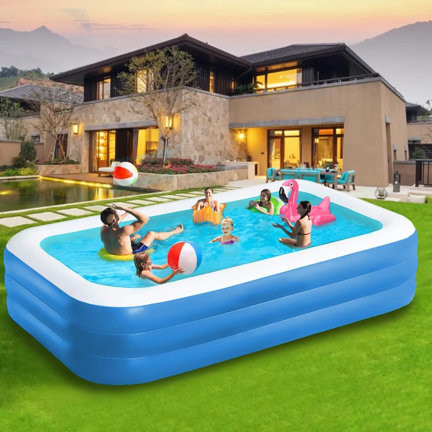 PFATURKHN Inflatable Swimming Pool, 260Cm Giant Inflatable Deep Pool,Paddling Swim for Family Backyard,Triple Safety Chambers, Soft Floor, Bpa-Free image number 6