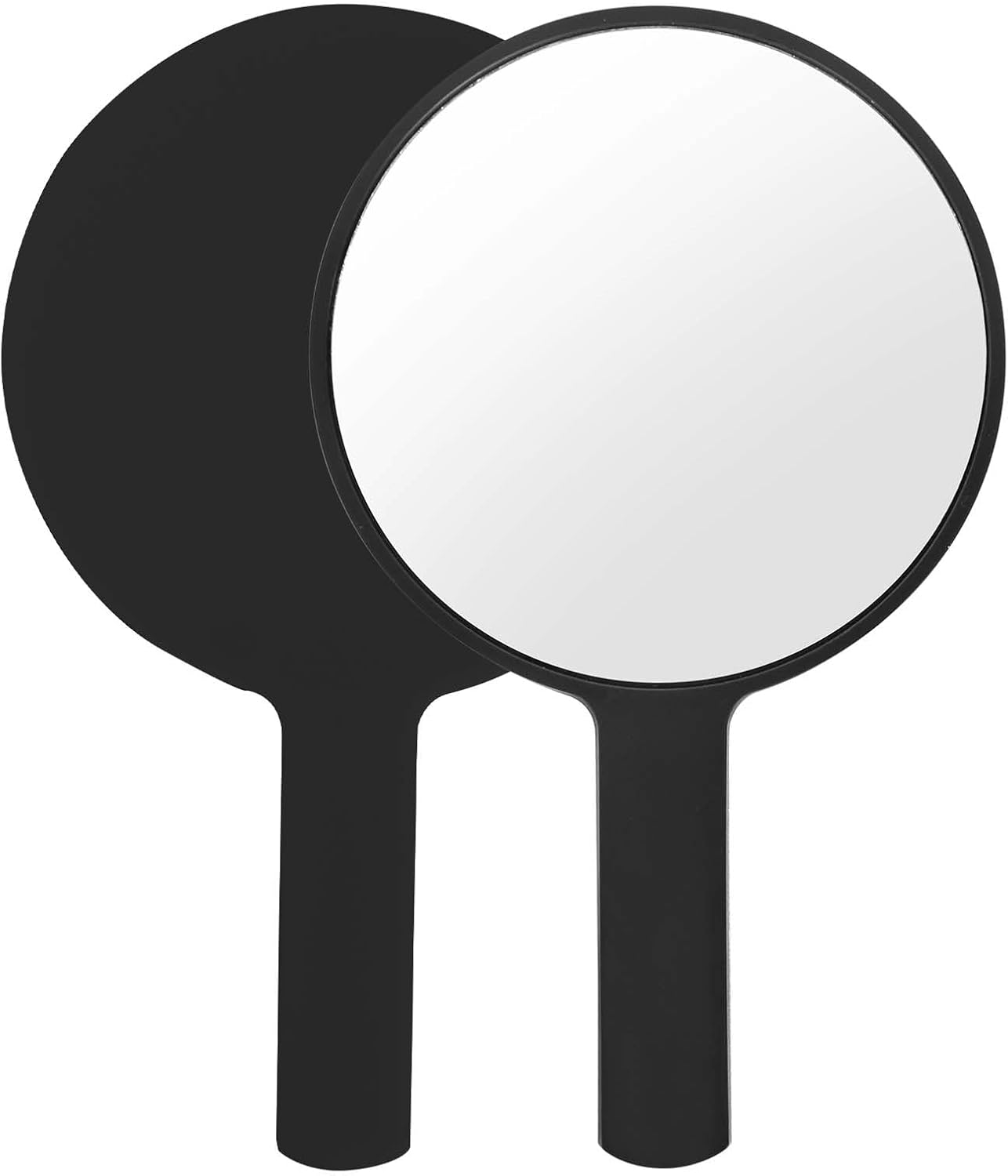 Handheld Mirror, round Makeup Mirrors with Handle, Hairdresser'S Shaving Mirror, Cosmetic Mirror, Pocket Mirror for Handheld Use, Home, Travel (Round Black)