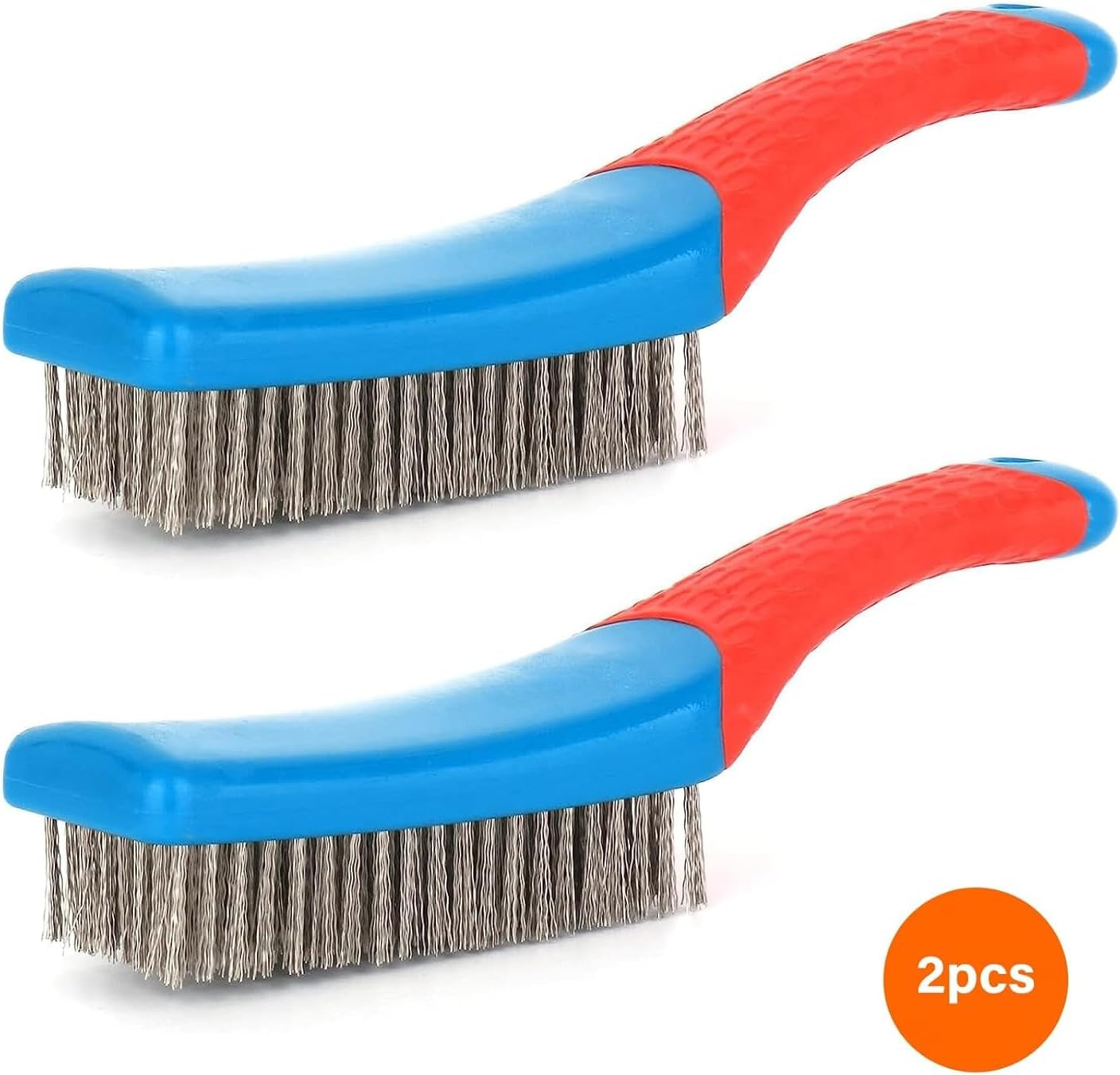 2Pack Stainless Steel Wire Metal Brushes for Rust, Paint, Grease Removal & Grill Cleaning with Straight Wire Bristles image number 6