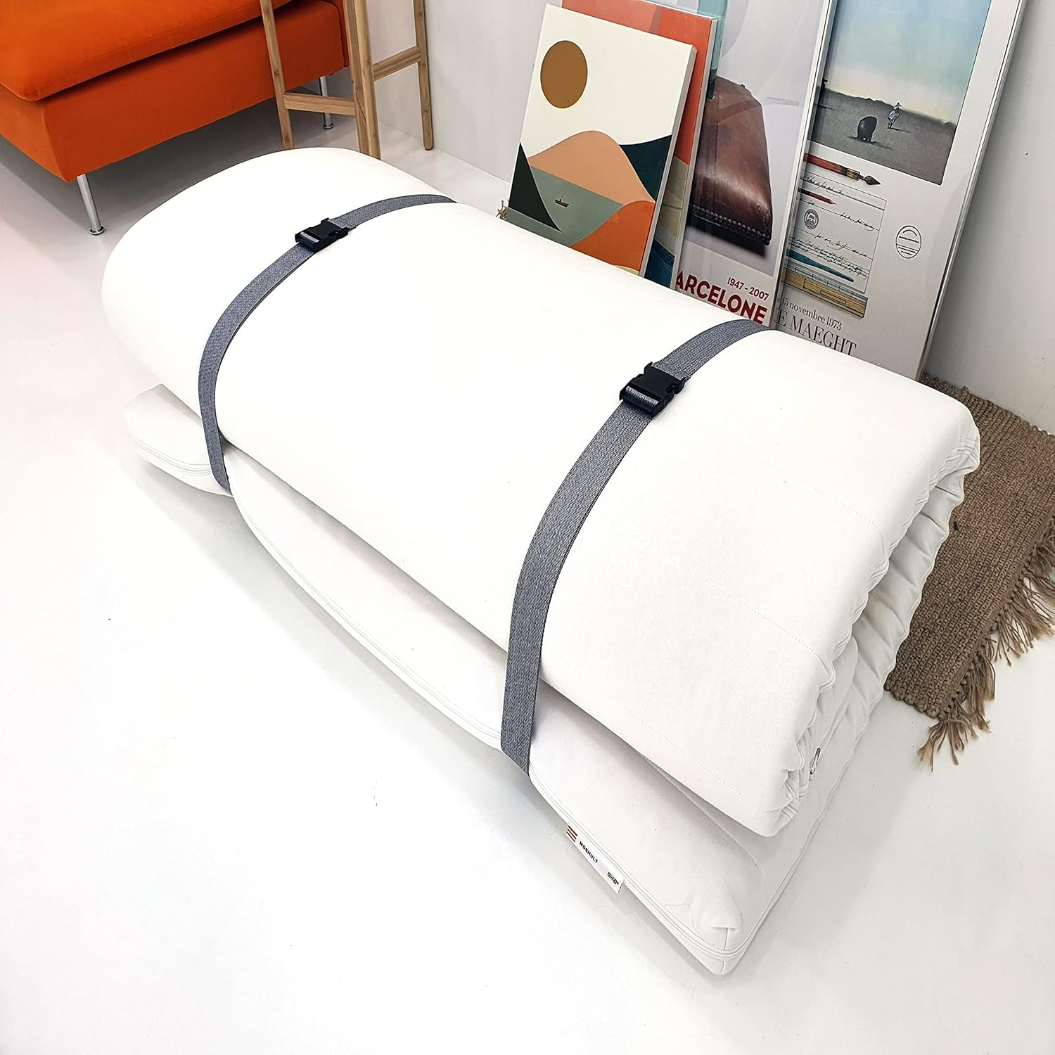 ONE K 2PCS Topper/Memory Foam Mattress Packing Straps for Moving or Storage (60" X 2", Dark Grey) image number 3