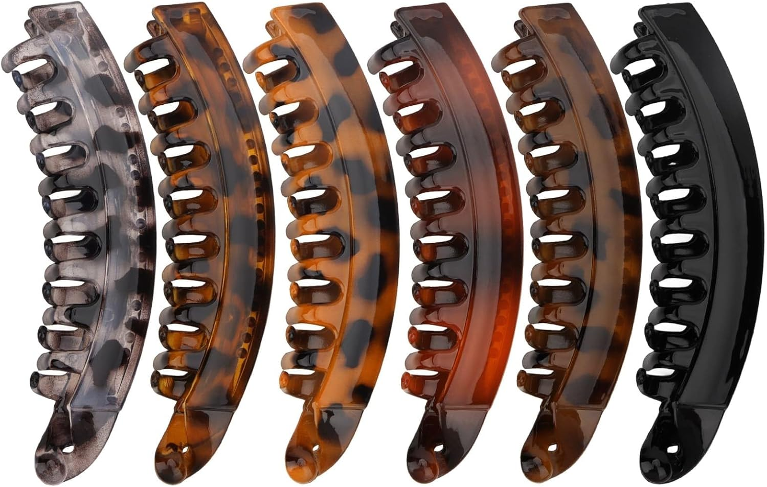 Pruadeor Pack of 6 Banana Clips, Large Banana Clip Hair for Women, Vintage Banana Hair Clips for Thin or Thick, Leopard Hair Pins, Large Hair Clip for Easy Styling