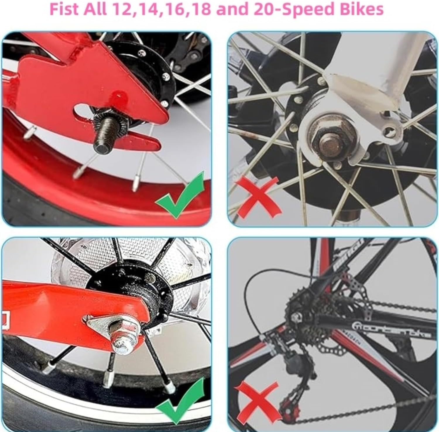 1 Pair Bicycle Training Flash Wheels Set, Bike Stabilizers Support Wheels Steel Frame for 12-20 Inch Little Bicycle Stabilisers Bike Safety Training Equipment (Pink) - Blue image number 6