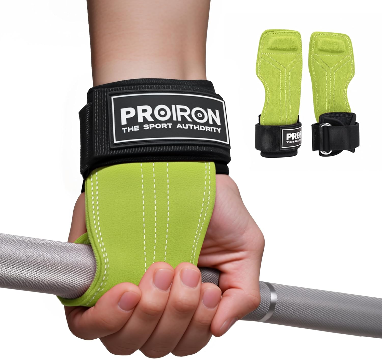 PROIRON Weight Lifting Wrist Straps Double Layer Leather Weightlifting Wrist Strap Heavy Duty Power Wrist Straps Hand Grip Support for Deadlifts, Pull Ups, Shrugs for Men and Women(Pair)