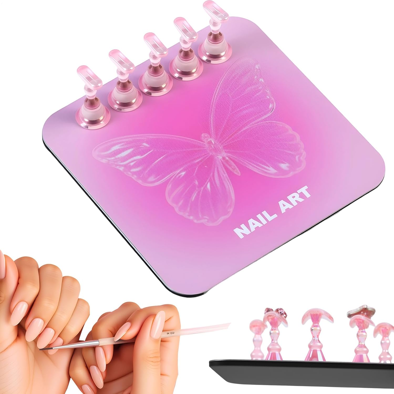 Press on Nail Stand,Magnetic Base for Painting Tool Supplies - Nail Tips Practice Stand,For Home Travel Vacation Art School Apartment Parties image number 4