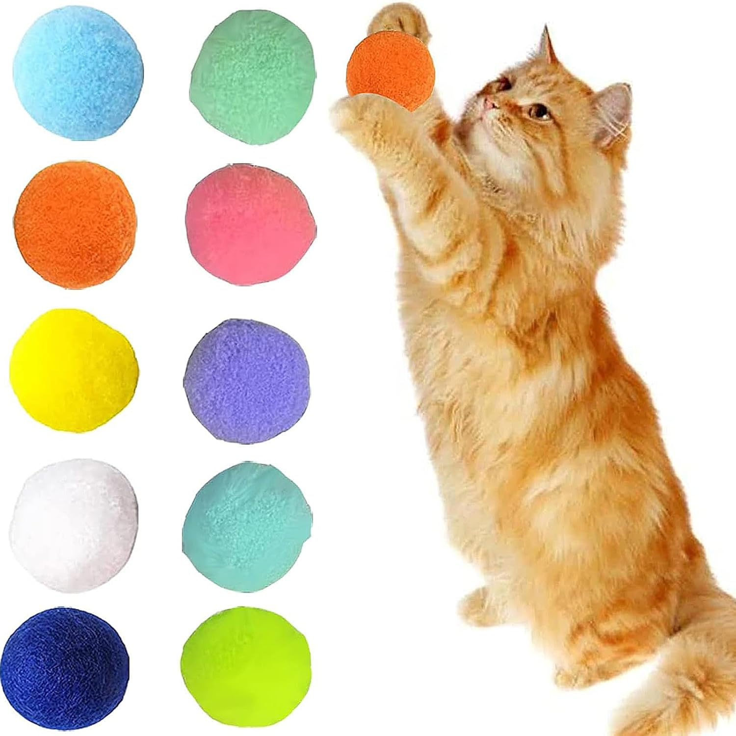 Vebetter Felt Balls for Cats, Pack of 20 Cat Toy Balls, Cat Toy, Felt Cat Balls, Soft Cat Balls, Kitten Pom Poms Ball, Cat Play Toy Indoor, Pompom Ball 5 Cm image number 2