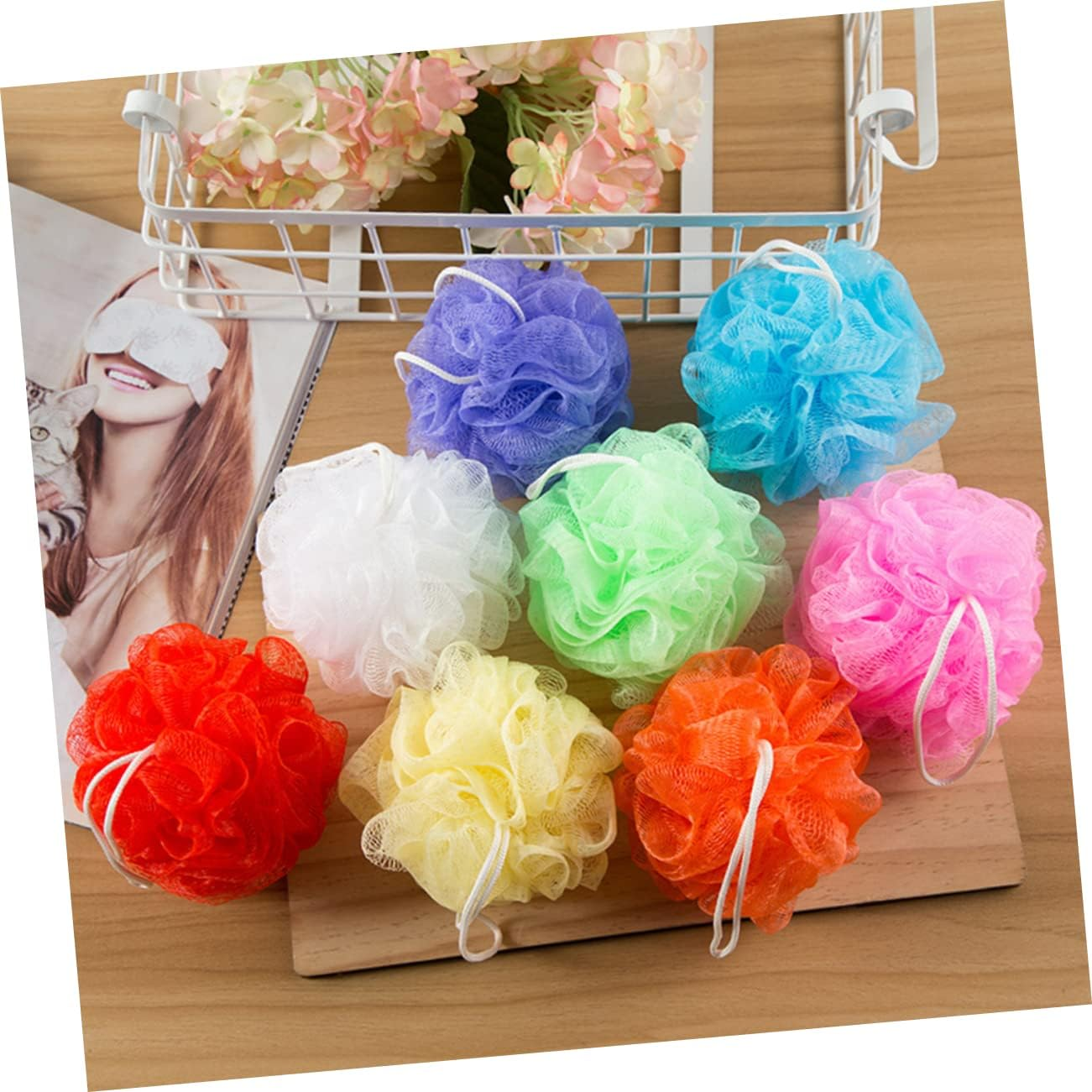 16Pc Bath Ball Collection Shower Balls Flowers Mesh Net Scrubbers Soft Comfortable Reusable Bath Accessories image number 6