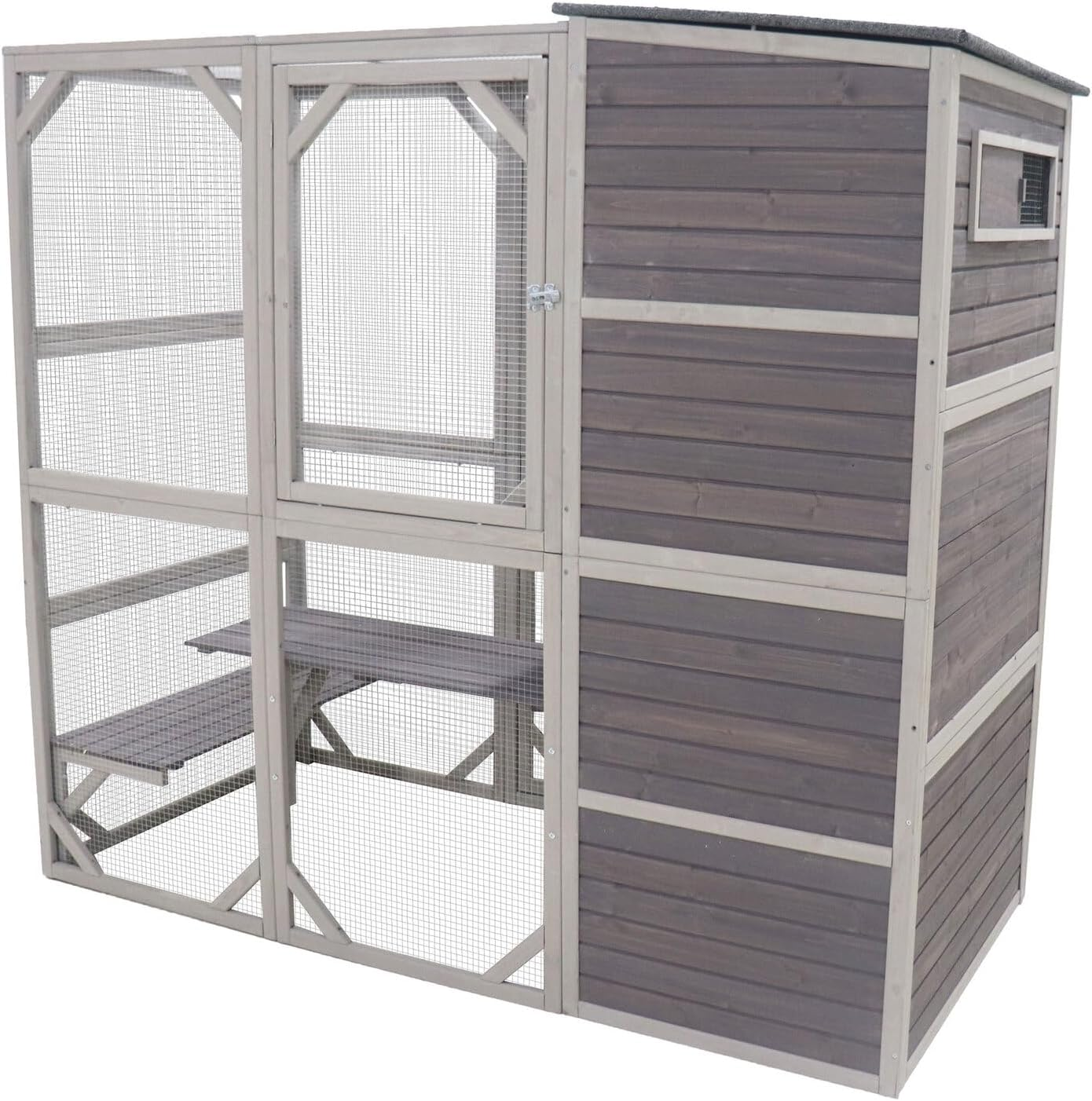 Flylline Walk in Wooden Cat Townhouse Kitten Ferret Enclosure Cage House image number 5