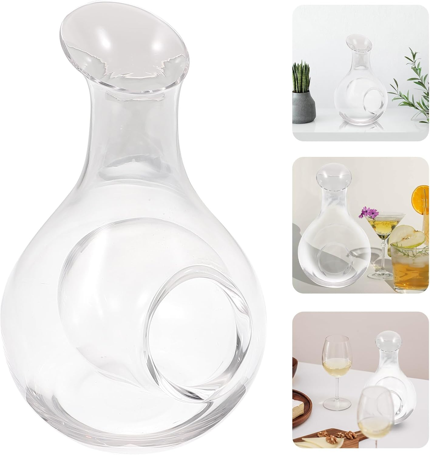 BESPORTBLE Creative Glass Wine Dispenser 385Ml Ice Wine Decanter with Indented Ice Holder Inclined Mouth Whiskey Decanter and Aeration image number 2