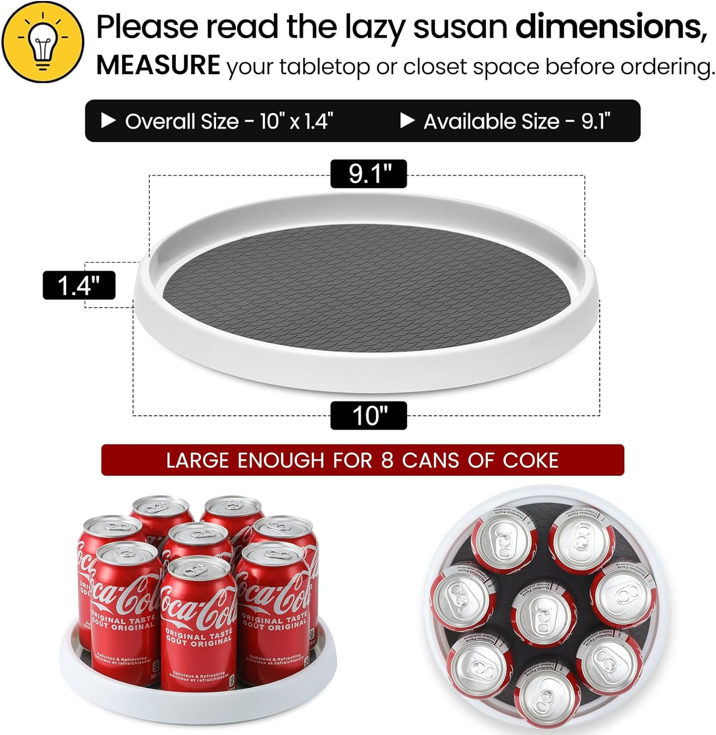 Set of 4, 10 Inch Non-Skid Lazy Susan Organizers - Turntable Rack for Cabinet, Pantry Organization and Storage, Kitchen, Fridge, Bathroom Makeup Vanity Countertop, under Sink Organizing, Spice Rack image number 4