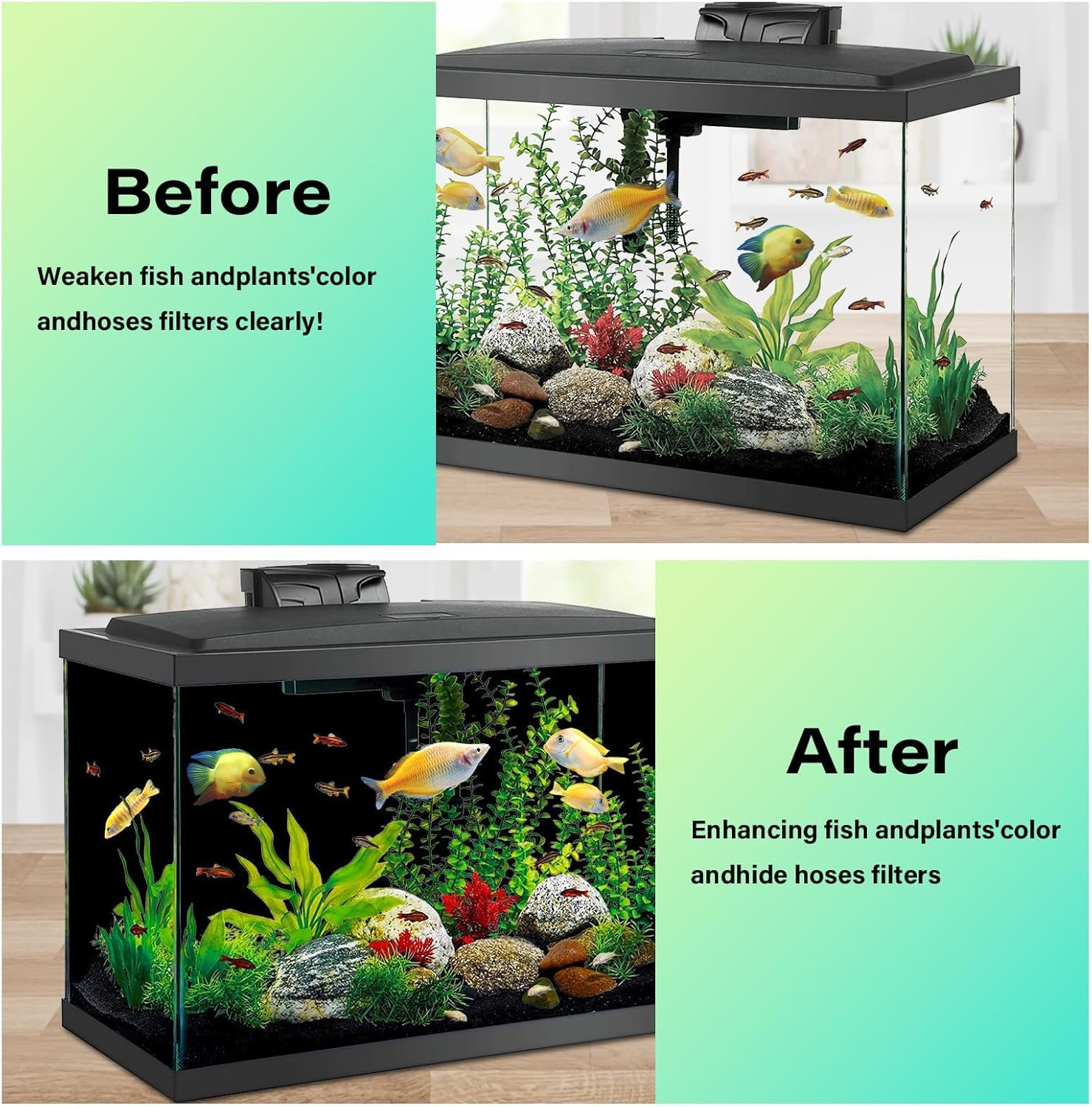 Aquarium Background Static Cling Black Fish Tank Background Wallpaper Fish Tank Backdrop Vinyl Aquarium Poster Background 78 X 12 In image number 3