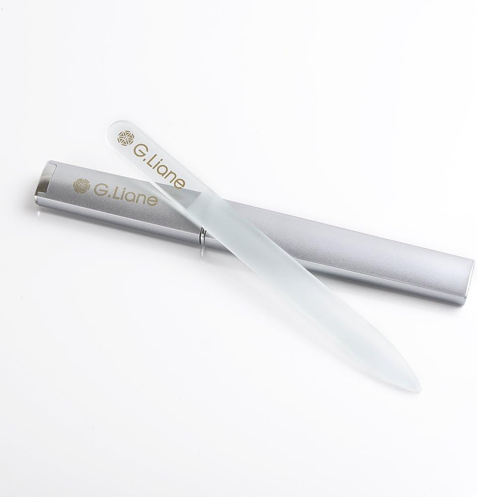 Crystal Glass Nail File Professional Double Sided Etched Crystal Nail File Set for Nail Art & Nail Care Alternative to Metal Nail Files Emery Boards & Buffer (Rainbow Black).