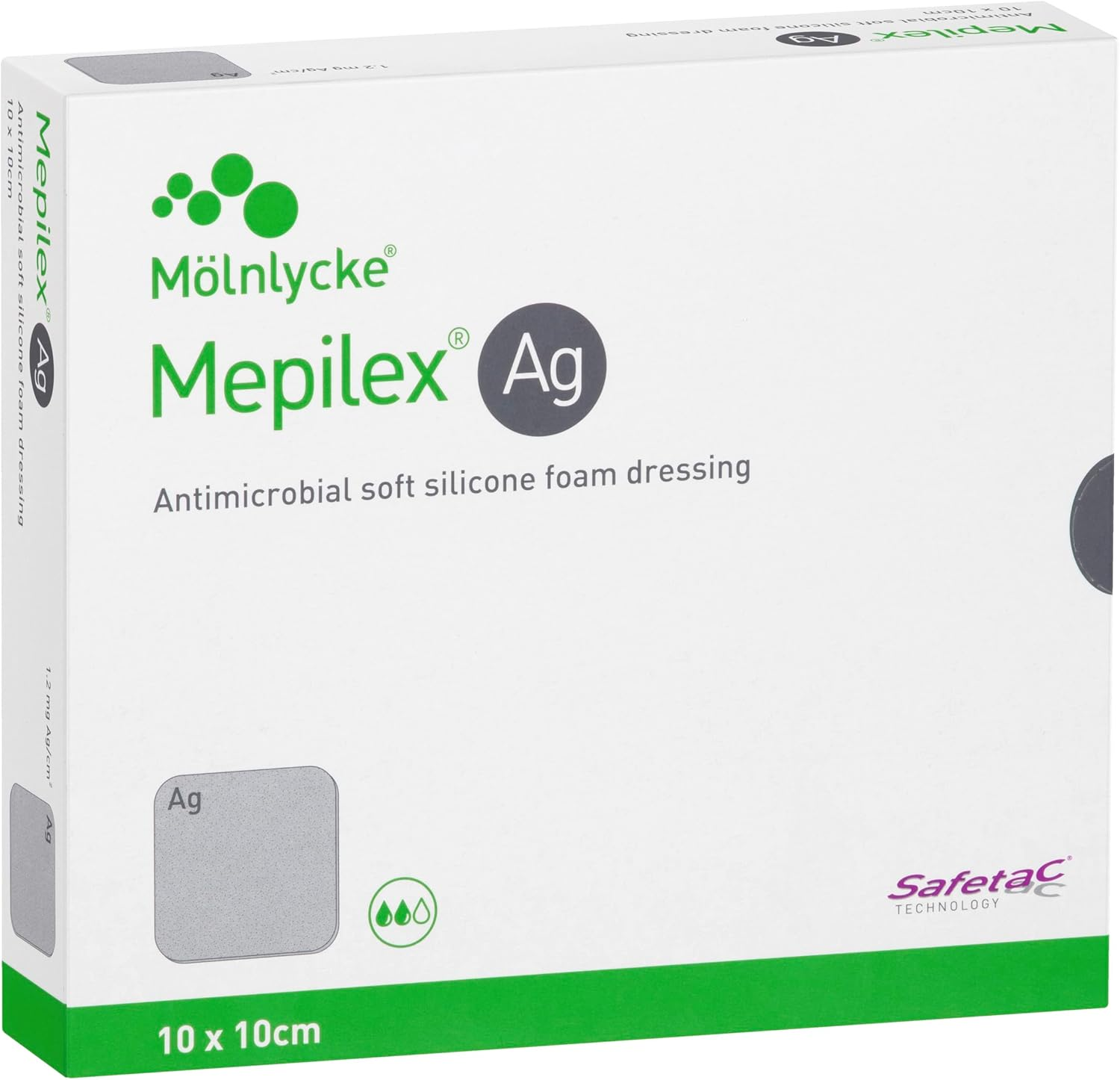 Mepilex Ag 10Cm X 10Cm Box of 5 | Antimicrobial Soft Silicone Silver Foam Dressing | Designed to Stay on for Several Days to Promote a Moist Wound Healing Environment | Clinically Proven Antimicrobial Action for up to 7 Days | Requires a Secondary Retention Bandage Such as Tubifast image number 5