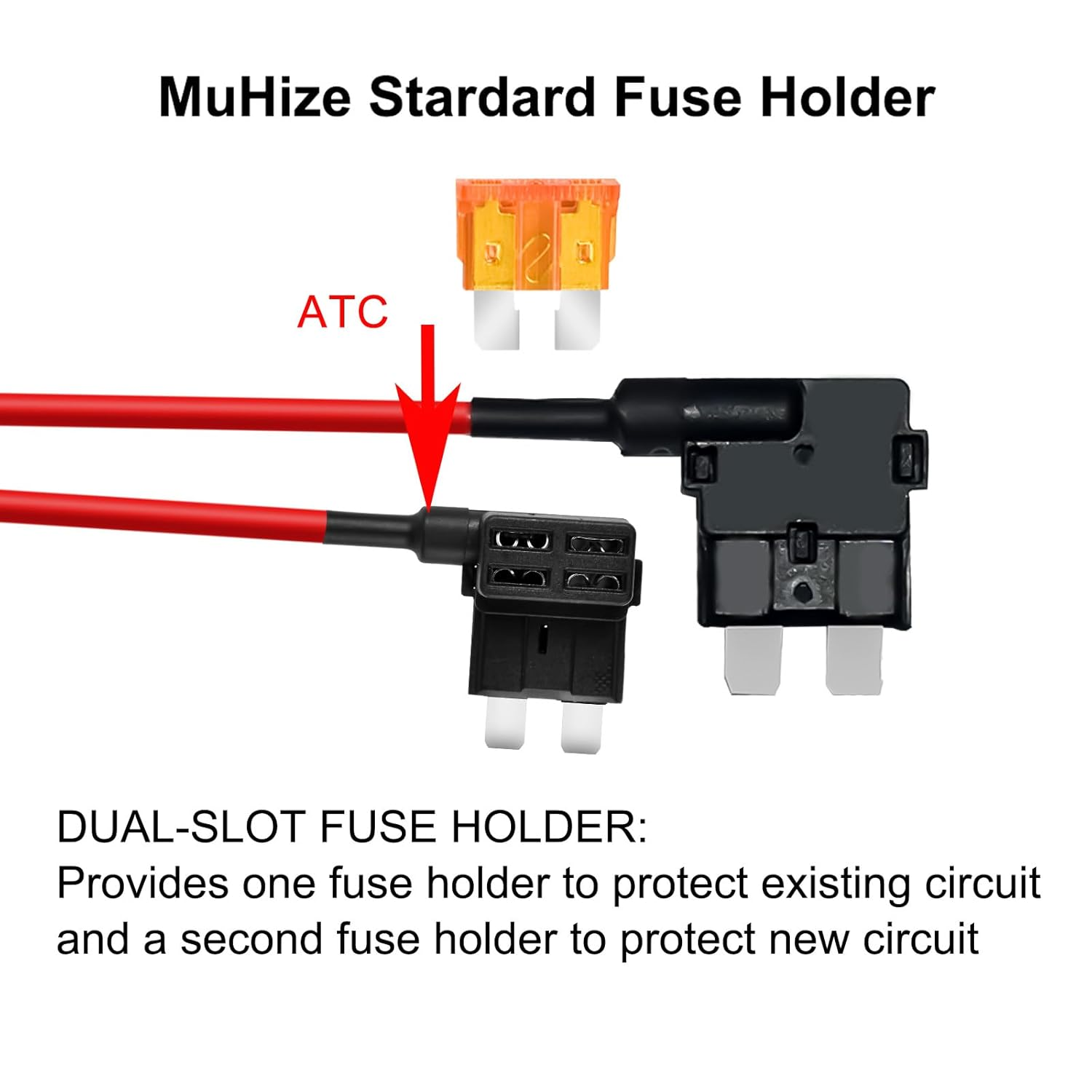 Muhize Standard Blade Fuse Holder & Kit - 12V Car Add-A-Circuit TAP Adapter with 5 Amp APR ATO ATC Blade Fuse (5 Pack) image number 5