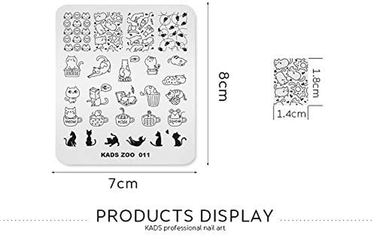 Nail Stamping Plates Creative Cartoon Animal Theme Picture Design Templates Cat Mouse Cup Butterfly Multi Pattern Circuit Board Manicure DIY Nail Art Printing Tools