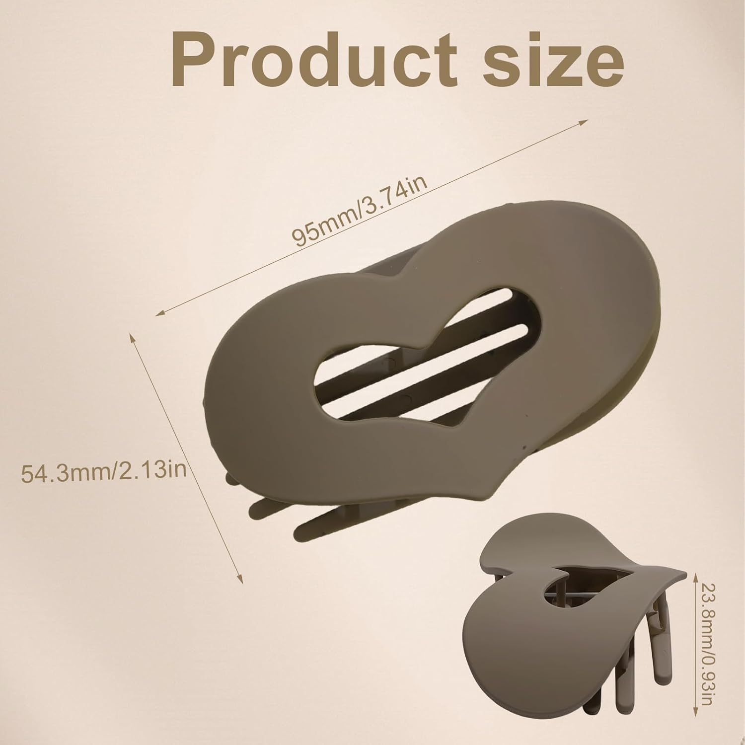 HERKINDNESS Pack of 6 Flat Hair Clips, Heart Shape Beak Hair Clip, Non-Slip Hair Clip, Thick Hair, Curved Design Hair Clip, Women, for Date, Work, School