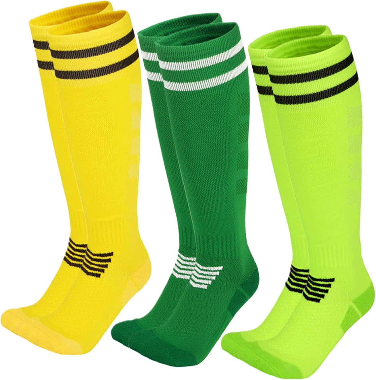 Dress Cici Men'S Compression Socks for Football, Stripes Nylon Soccer Graduated Compression Socks for Men (3 Pack) image number 2