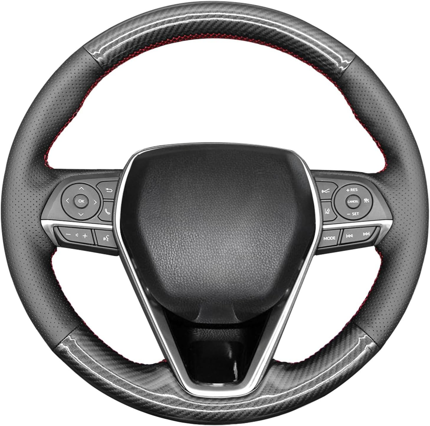 MEWANT Steering Wheel Cover for Toyota Camry/Corolla / RAV4 / Avalon Carbon Fiber&Genuine Leather Steering Wheel Wrap image number 5