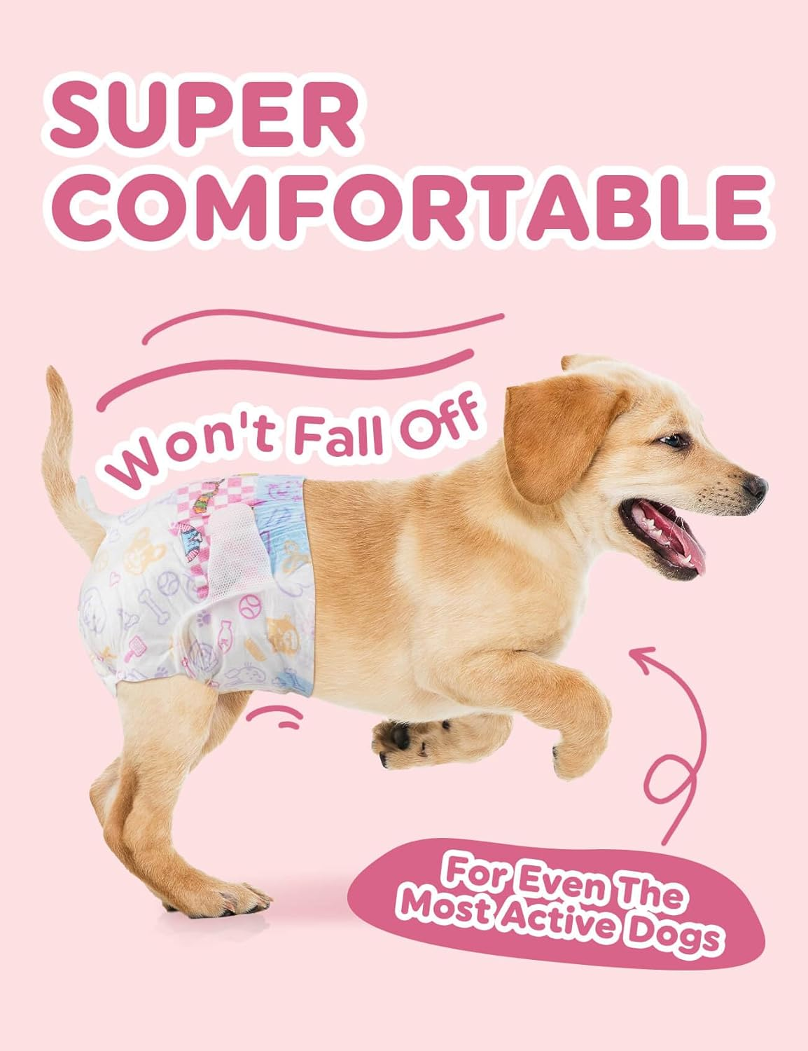 Dono Disposable Dog Nappies Female,48Pcs,Wetness Indicator,Super Absorbent Leak-Proof,Dog Season Diapers Female,Cat Nappies,Dog Pants for Incontinence,Heat,Period,Excitable Urinary,Xxs,Xs,S,M,L image number 1