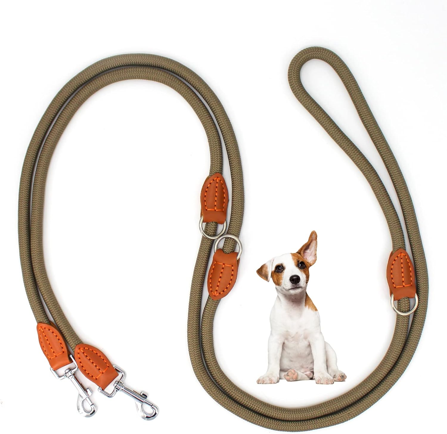 Dog Lead Hands Free Dog Lead Dog Training Leads 3M for Medium Small Dogs (10Mm*10Ft) Adjustable Double Ended Lead Multifunctional with Reflective Rope Lead for Outdoor Walking Running Brown