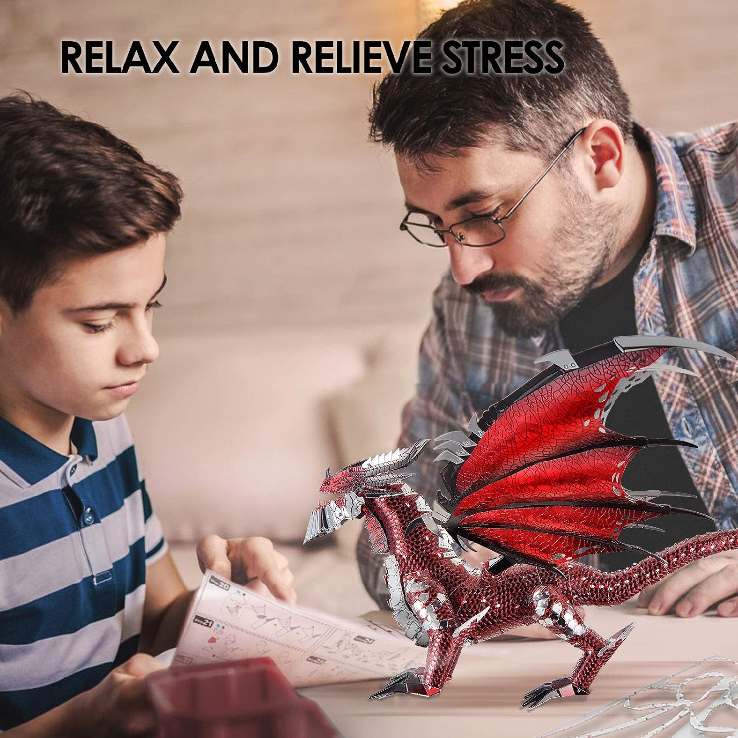 Piececool 3D Metal Model Kits-Black Dragon King, DIY 3D Puzzles for Adults Brain Teaser Puzzles Toys for Teens, Great Birthday New Year Gifts, 107 Pcs image number 3
