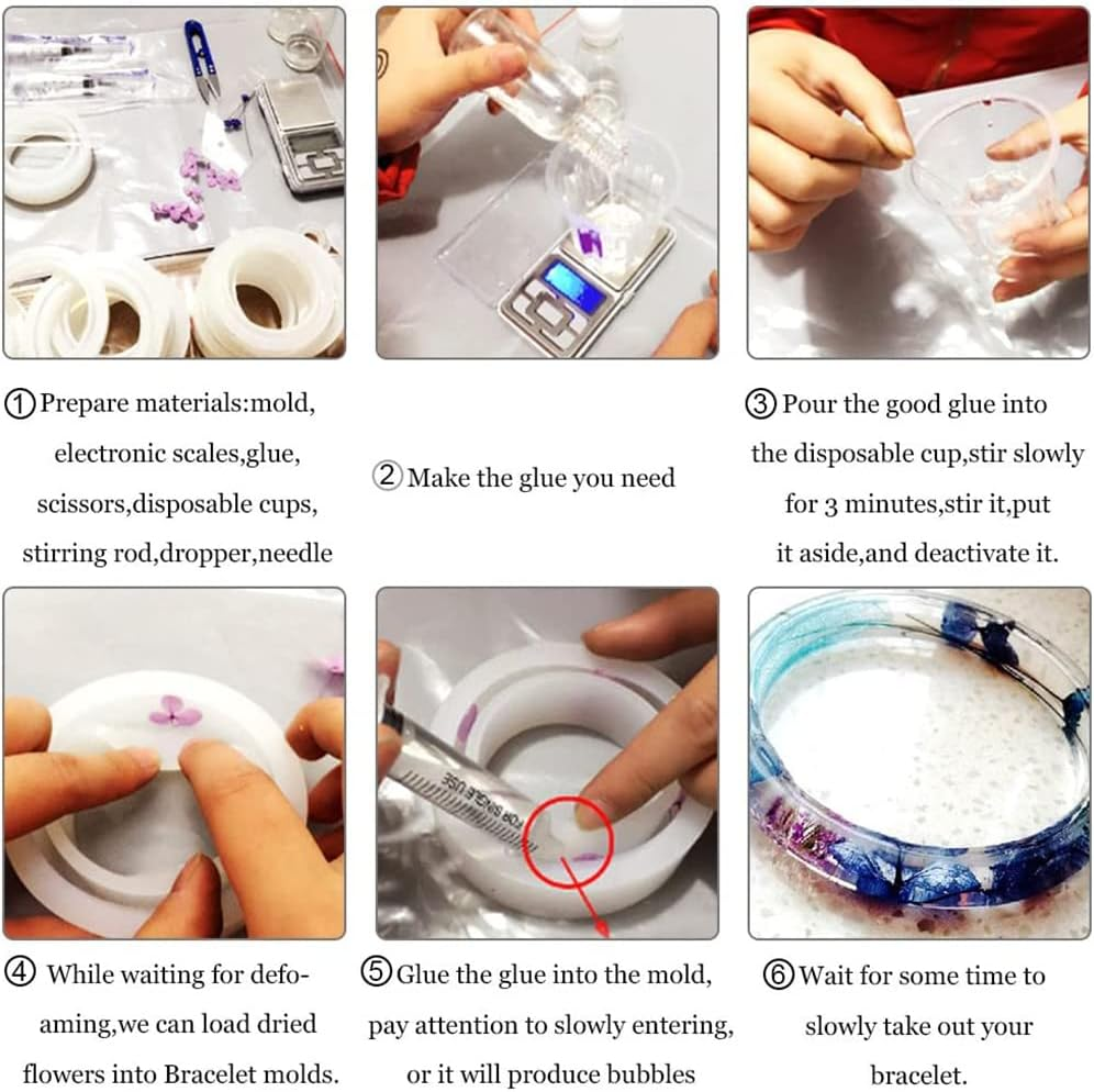 2X Silicone Mold Casting Mould DIY Bangle Jewelry Tool Kit Resin Bracelet Making 90Mm image number 1