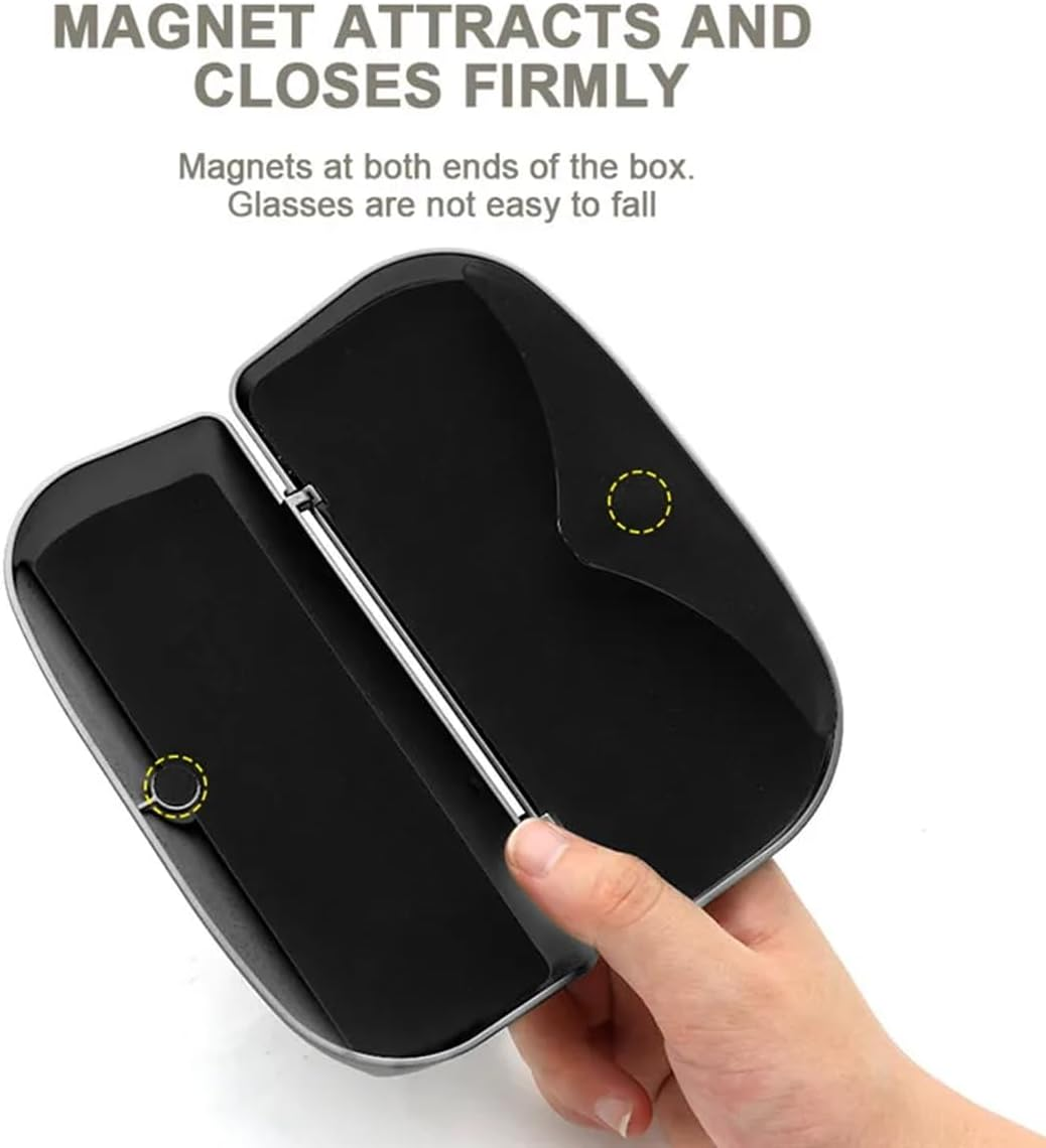 AIMALL Multi-Function Car Visor Glasses Case, Safety Glasses Storage Box with Magnetic Closure, Durable Sunglass Holder for Most Vehicles, 6.69X3.15X1.54 Inch - Black image number 5