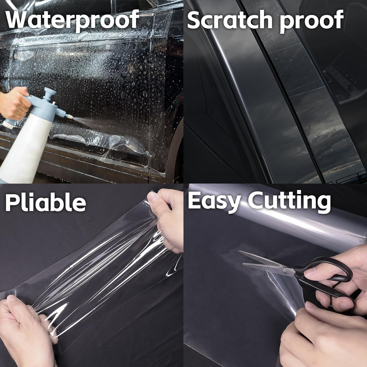 Clear Vinyl Wrap with Tool Kit, Transparent Protective Self Adhesive Car Wrap Film Vinyl without Bubble Clear Gloss Paint for DIY Car Moto Interior Exterior 1Ft X 10Ft image number 2