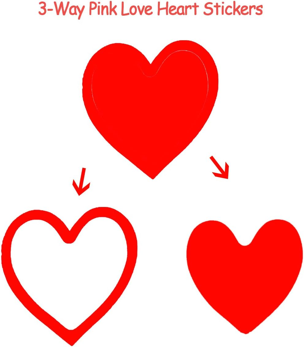 Red Heart Shape Stickers Label,1.5 in Hollow and 1.25 in Solid Heart Stickers,500 per Roll image number 2