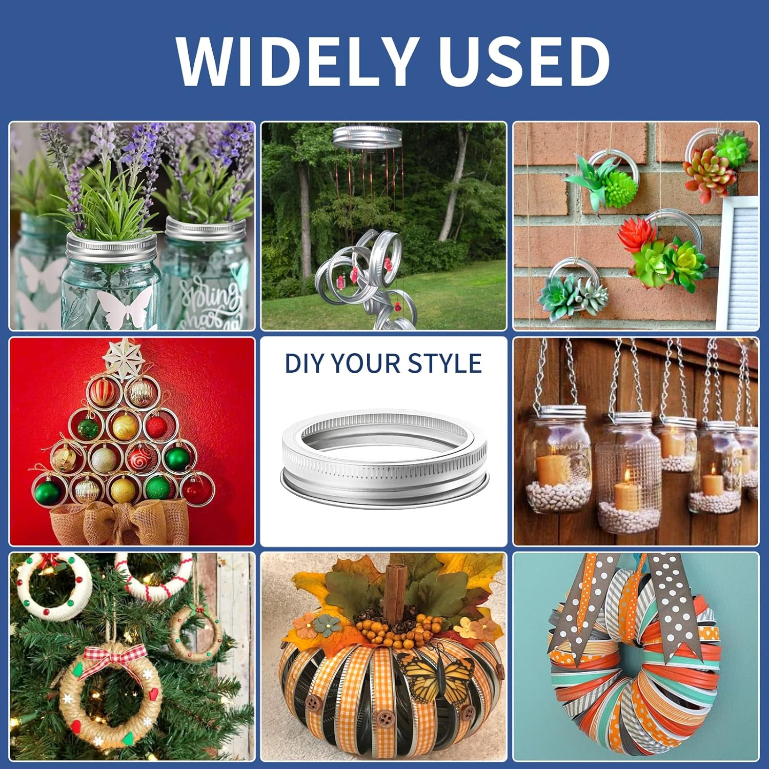 48 Pieces Regular Mouth Canning Jar Rings - Mason Jar Replacement Metal Screw Bands, Split-Type Seals, Rust Proof Leak Proof for Canning image number 5