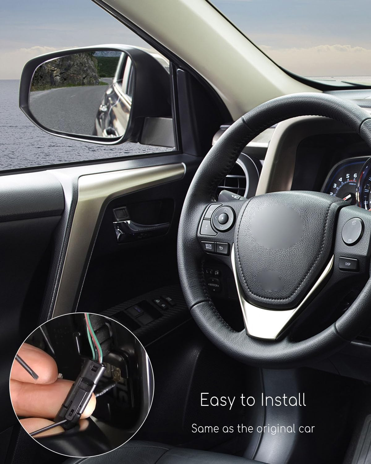 Side Mirror Glass with Blind Spot Detection Fits for Toyota RAV4 2013-2023 Tacoma 2016-2021, Left Driver Side Rearview Mirror Lens with Heat Defogging Backing Plate Replace 879610R100 TO1324129 image number 1