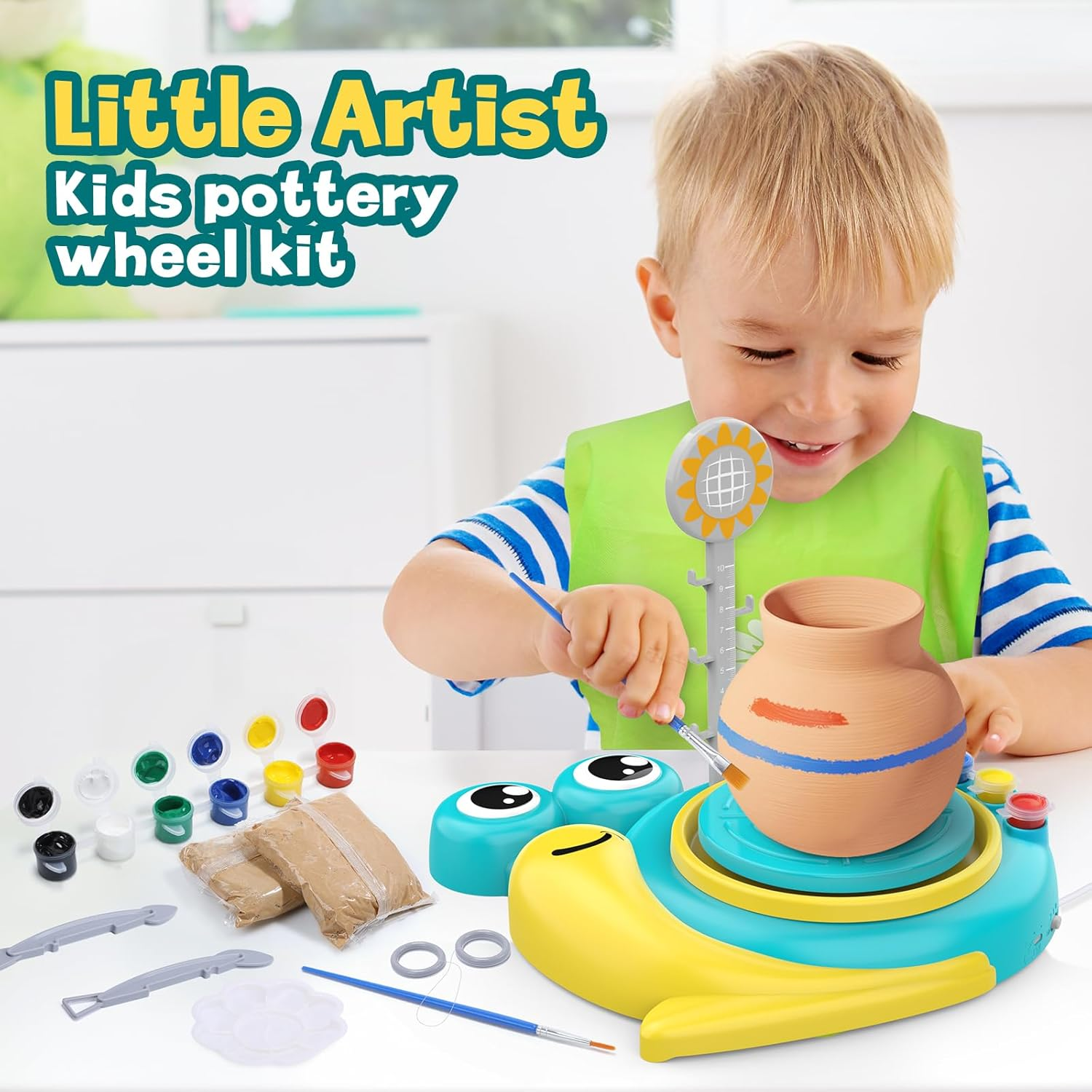 Skirfy Pottery Wheel for Kids, Kids Toys, Painting Kit-Clay Sculpting Tools, Birthday Gift Boys Girls Toy, DIY Kits Clay Maker for Beginners with 6 Packs Clays, Art&Crafts Kits for Kids Ages 8-12 image number 1