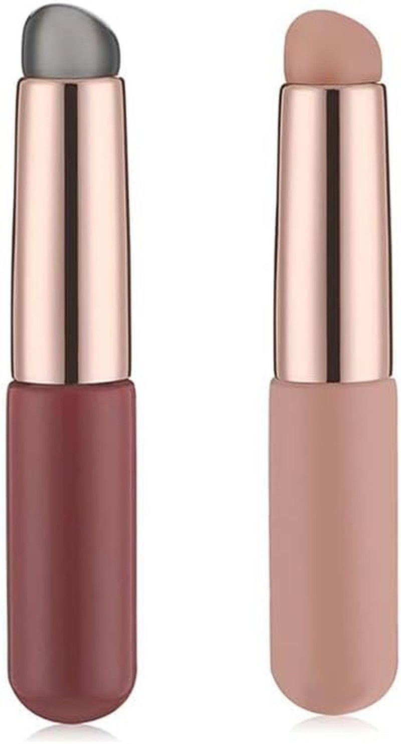 2 Pcs Silicone Lip Brush round Head Applicator - Reusable Nail Chrome and Concealer Makeup Brushes image number 3