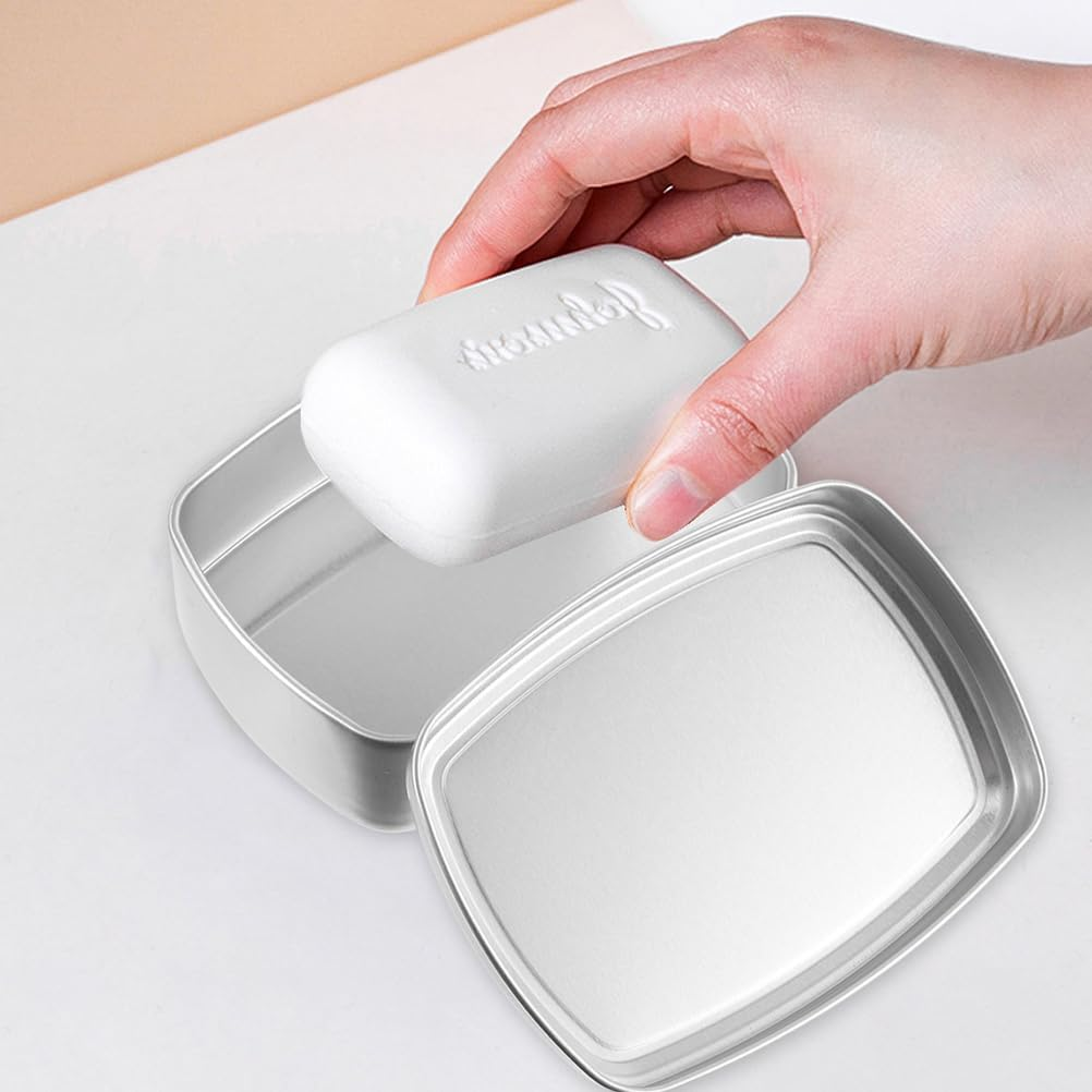 DECHOUS 2 Pcs Aluminum Soap Case Metal Bar Soap Holder with Lid Portable Travel Soap Container Cosmetic Containers Soap Boxes for Home Travel 120Ml