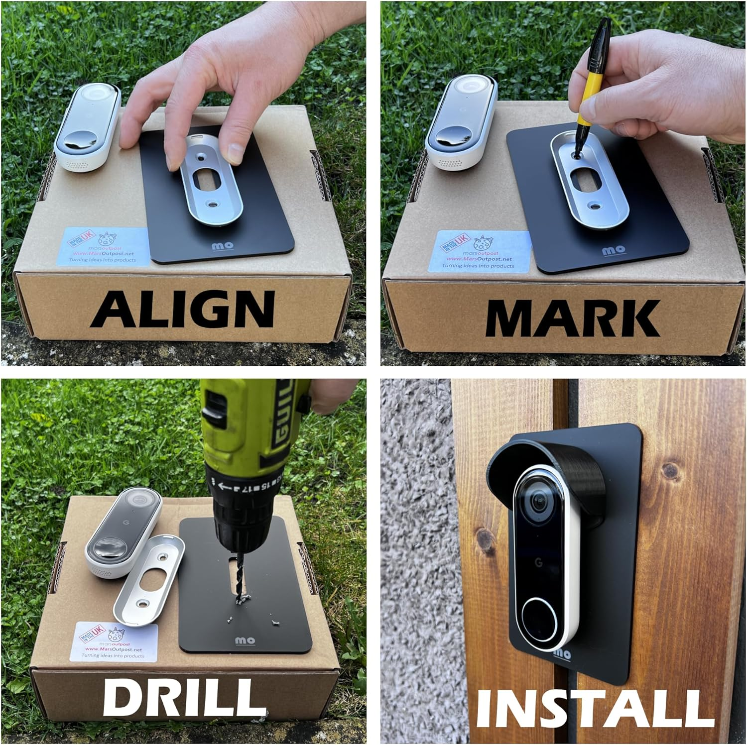 Slim Elegant Non Adhesive Wall Plate Compatible with All Doorbells Matte Finish Durable Perspex Plastic Sits between Doorbell and Wall Covers Holes and Scratches image number 1