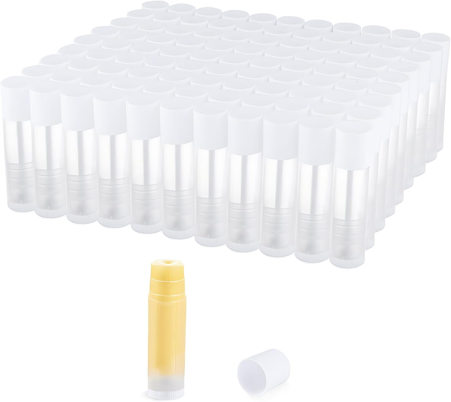 100 Pcs 5.5Ml Bulk Empty Lip Balm Tubes Refillable Plastic Lip Gloss Container Travel Lipstick Tubes Chapstick Tubes Holder for DIY Homemade Lip Balm (Clear)