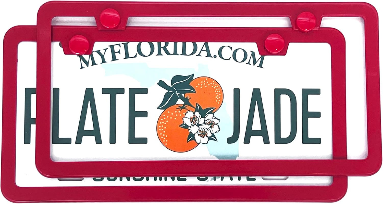 Plate Jade 2 Pack Premium Matte License Plate Frame, Solid Rust-Proof Aluminum Holder with 2 Holes, Universal Car Frame for Women and Man, Including Screws (Matte Pink)