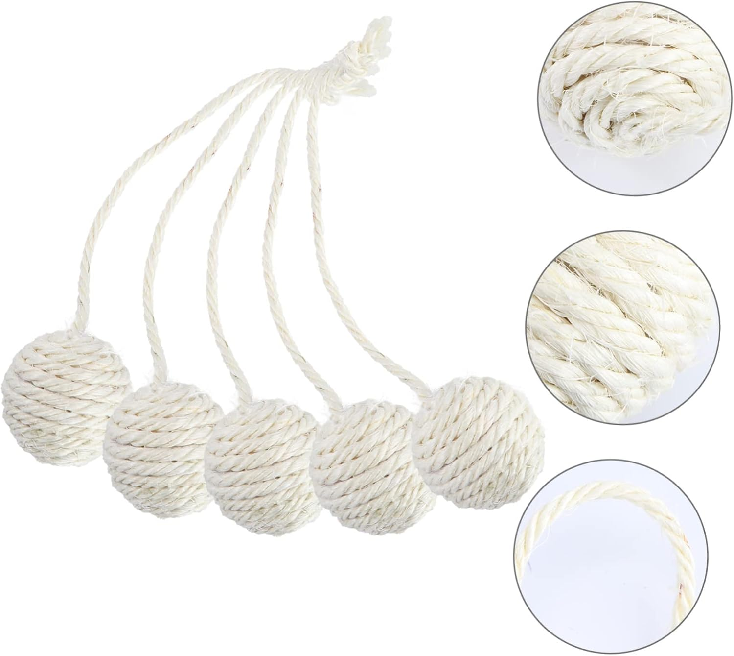 Mipcase Pack of 10 Cat Teasing Entertainment Cat Ball Hanging Toy Shelf Balls Toy Crawling Rack Toy - Sisal Exercise Biting Novelty Self Entertainment image number 1