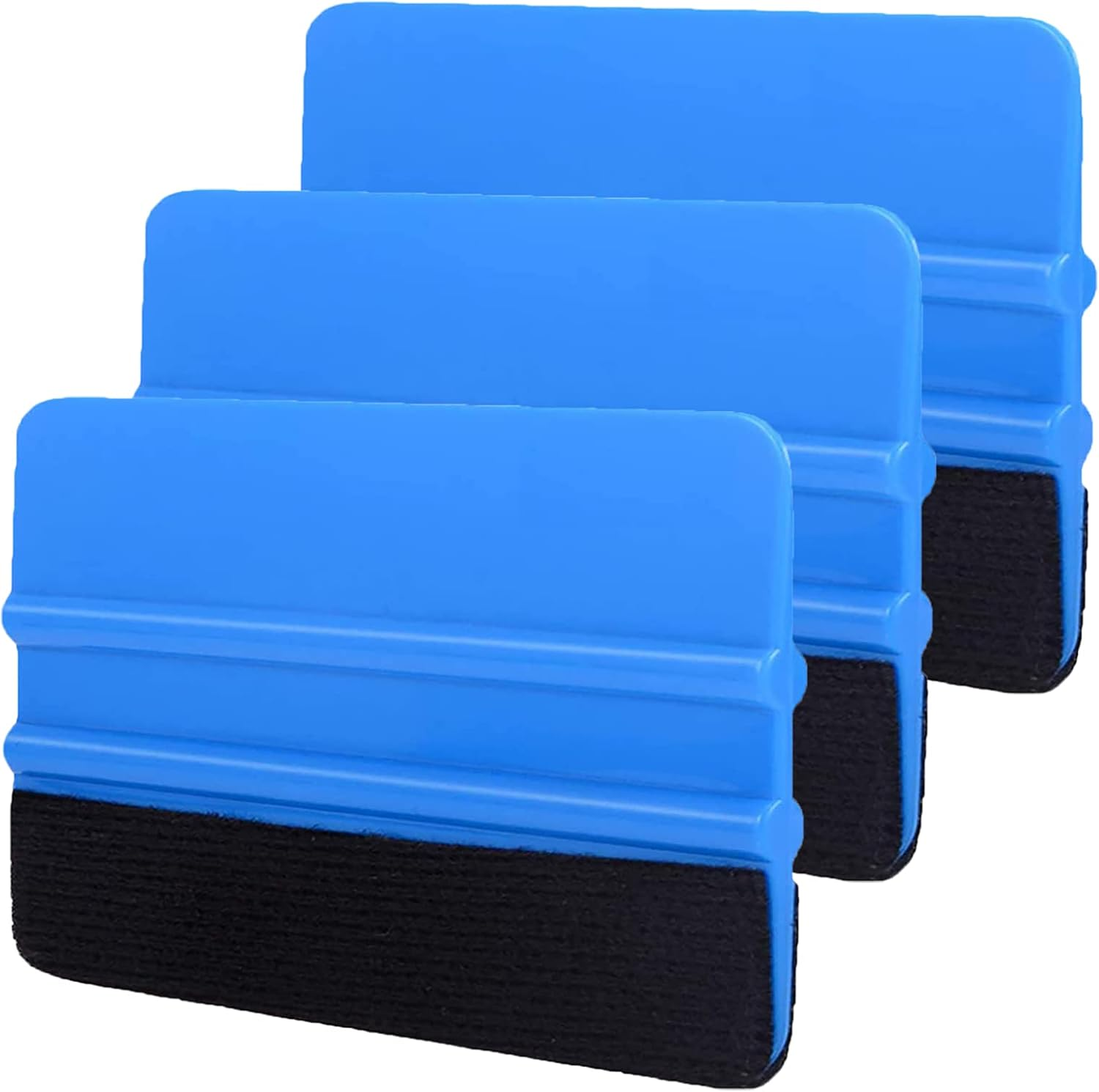 YAZZT 3PCS Felt Vinyl Squeegee Tools Graphic Decal Wrapping Car Film Wrap Wallpaper Window Tint Film Install Craft Scraper Squeegee with Black Fabric Felt Edge for Adhesive Sheet Film HTV Vinyl Craft image number 4