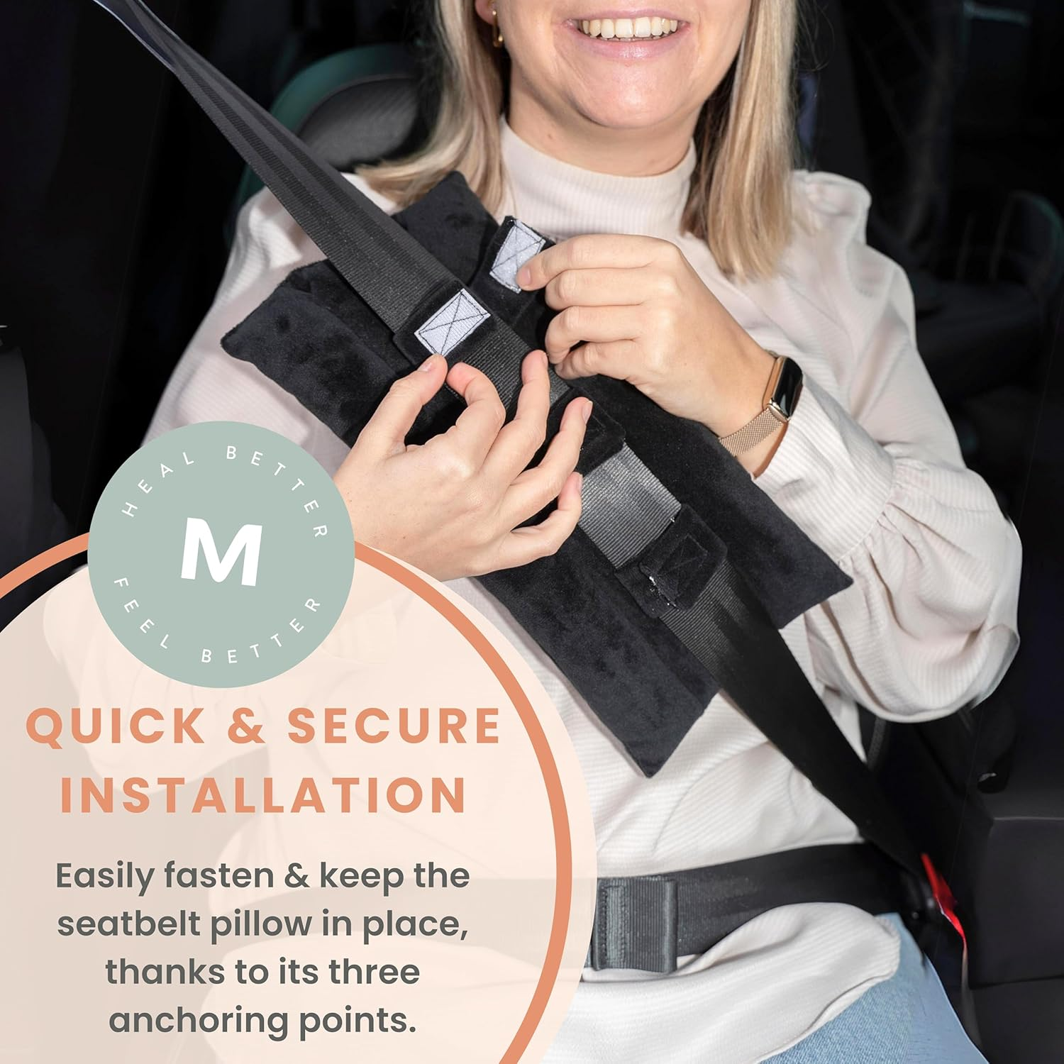 MOYOAMA Post Heart Surgery Seatbelt Pillow to Protect Sensitive Areas - Mastectomy Pillow for Seatbelt Pressure Relief - No Irritation Port Pillows for Chemo Patients - Gifts for Mastectomy Patients image number 4